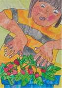 赤いミニトマトがいっぱいなったよ！　長野市立篠ノ井東小学校　林 奈緒さん